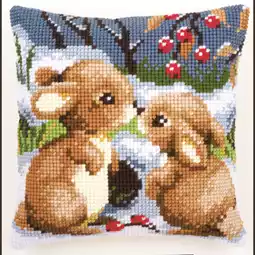 Vervaco Winter Rabbits Cushion Christmas Cross Stitch Kit