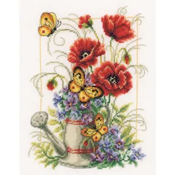 Vervaco Watering Can with Flowers Cross Stitch Kit