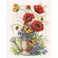 Image of Vervaco Watering Can with Flowers Cross Stitch Kit
