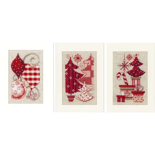 Image 1 of Vervaco Trees and Ornamentss Christmas Card Making Christmas Cross Stitch Kit