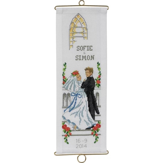 Image 1 of Permin Bride and Groom Bellpull Cross Stitch Kit