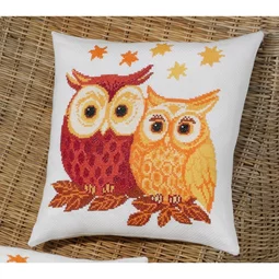 Owl Pair Cushion - Red