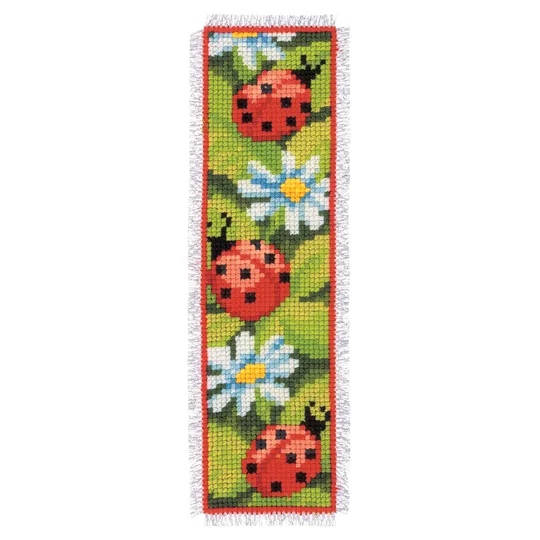 Image 1 of Vervaco Ladybird and Daisy Bookmark Cross Stitch Kit
