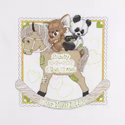 Bucilla Rocking Horse Bears Birth Sampler Cross Stitch Kit