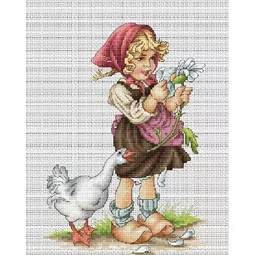 Luca-S Girl with Goose Cross Stitch Kit