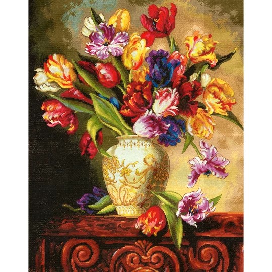 Image 1 of Dimensions Parrot Tulips Cross Stitch Kit