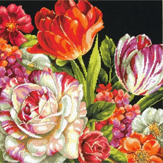 Image 1 of Dimensions Bouquet on Black Tapestry Kit