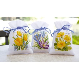 Vervaco Spring Flowers Bags - Set 3 Cross Stitch Kit