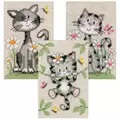 Image of Vervaco Cats and Flowers - Set 3 Cross Stitch Kit