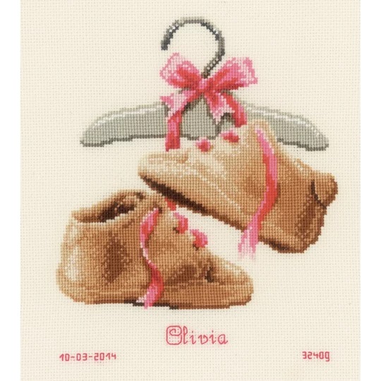 Image 1 of Vervaco My First Shoes Birth Record Cross Stitch Kit