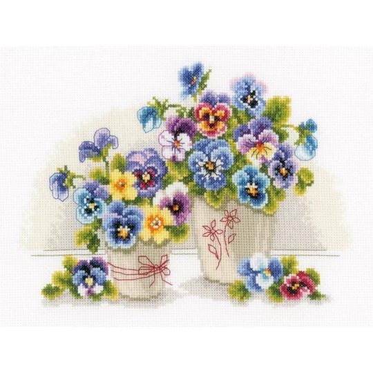 Image 1 of Vervaco Pretty Pansies Cross Stitch Kit