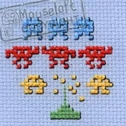 Image 1 of Mouseloft Space Invaders Cross Stitch Kit