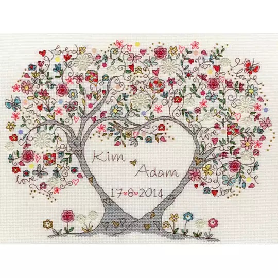 Image 1 of Bothy Threads Love Blossoms Wedding Sampler Cross Stitch Kit