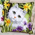Image of Vervaco White Cat Cushion Cross Stitch Kit
