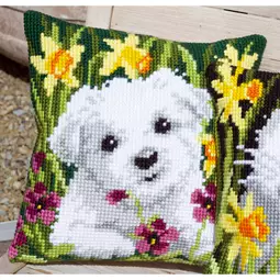 Vervaco Westie in Daffodils Cushion Cross Stitch Kit