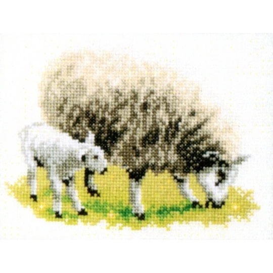 Image 1 of Pako Lamb and Ewe Cross Stitch Kit