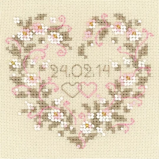 Image 1 of RIOLIS From All Heart Wedding Sampler Cross Stitch Kit