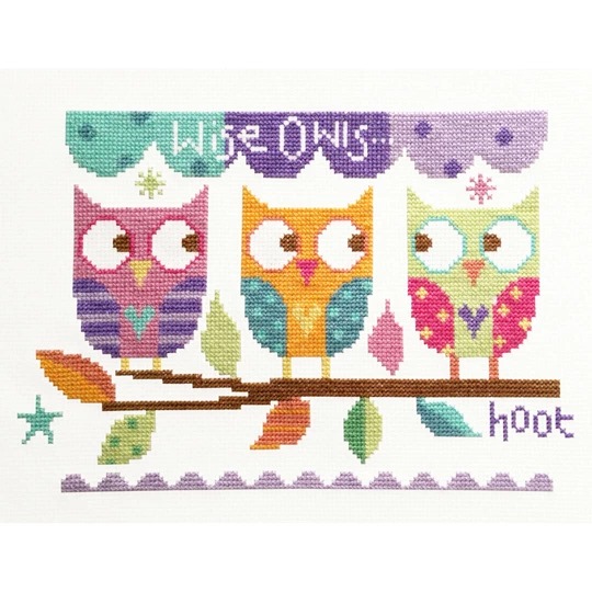 Image 1 of Stitching Shed Three Owls Cross Stitch Kit