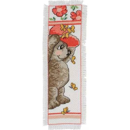 Image 1 of Permin Teddy in Red Hat Bookmark Cross Stitch Kit
