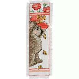 Permin Teddy in Red Hat Bookmark Cross Stitch Kit