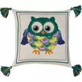 Image of Permin Green Owl Cushion Cross Stitch Kit