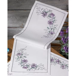 Permin Lilac Floral Runner Cross Stitch Kit