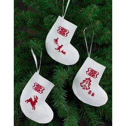 Permin Reindeer Tree Stockings - White Christmas Cross Stitch Kit