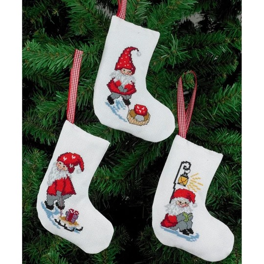 Image 1 of Permin Santa Tree Stockings Christmas Cross Stitch Kit
