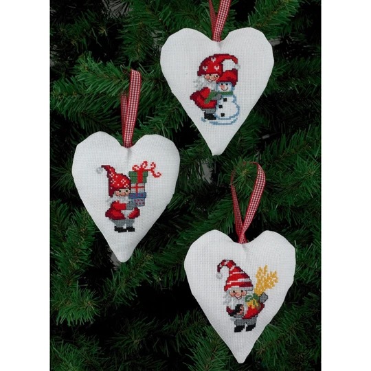 Image 1 of Permin Santa Tree Hearts Christmas Cross Stitch Kit
