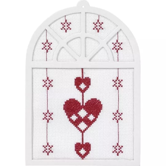Image 1 of Permin Christmas Hearts Cross Stitch Kit