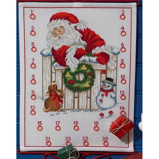 Image 1 of Permin Santa with Dog Advent Christmas Cross Stitch Kit