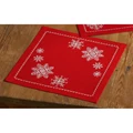 Image of Permin Red Snowflake Tablemat Christmas Cross Stitch Kit