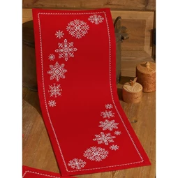 Permin Red Snowflake Runner Christmas Cross Stitch Kit