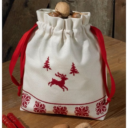 Image 1 of Permin Reindeer Bag Christmas Cross Stitch Kit