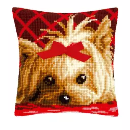 Vervaco Yorkshire with Bow Cushion Cross Stitch Kit