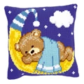 Image of Vervaco Blue Teddy on Moon Cushion Cross Stitch Kit