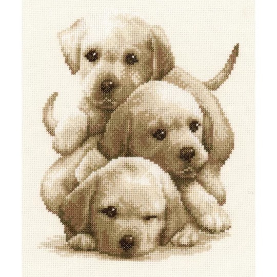 Image 1 of Vervaco Labrador Puppies Cross Stitch Kit