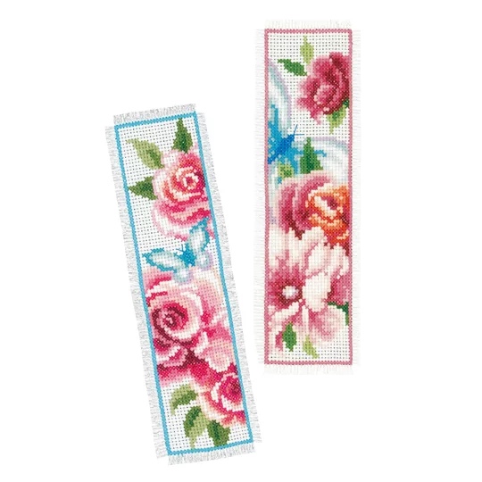 Image 1 of Vervaco Flowers and Butterflies Bookmarks Cross Stitch Kit