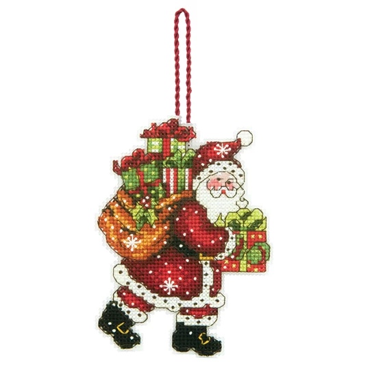 Image 1 of Dimensions Santa and Bag Ornament Christmas Cross Stitch Kit