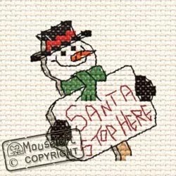 Image 1 of Mouseloft Santa Stop Here Christmas Card Making Christmas Cross Stitch Kit