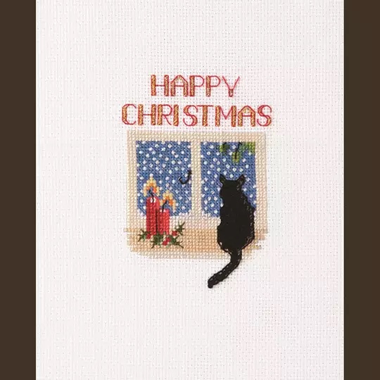 Image 1 of Derwentwater Designs Christmas Cat Card Cross Stitch Kit