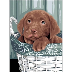Royal Paris Puppy in a Basket Tapestry Canvas