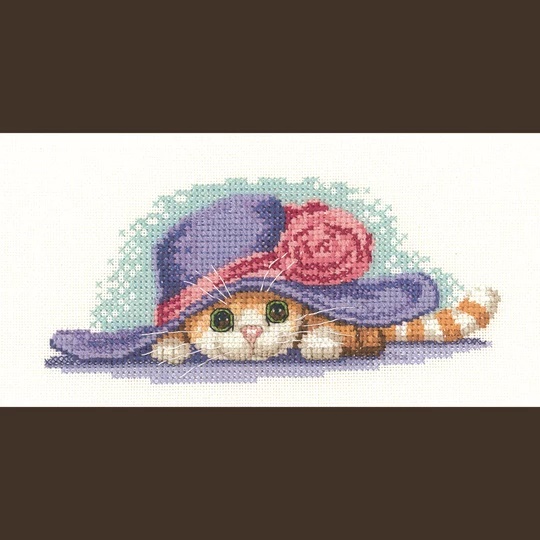 Image 1 of Heritage Cat in Hat - Evenweave Cross Stitch Kit
