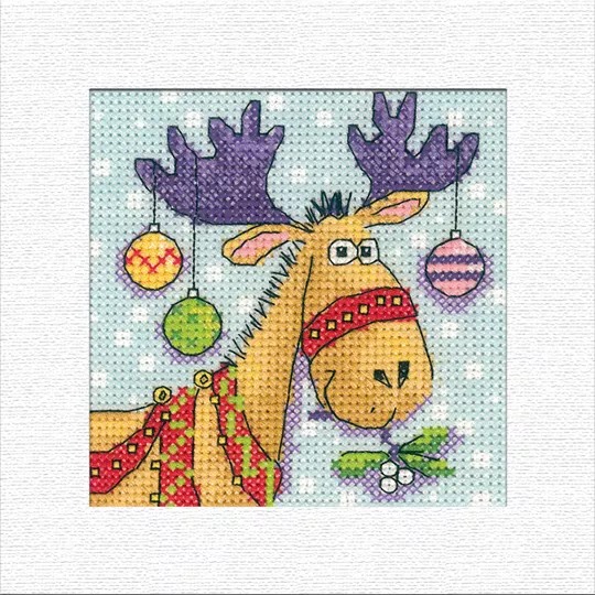 Image 1 of Heritage Reindeer Christmas Christmas Card Making Cross Stitch Kit