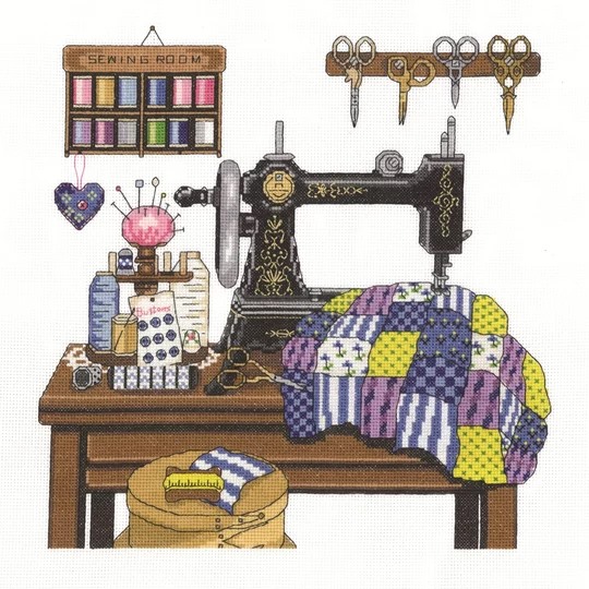 Image 1 of Janlynn Antique Sewing Room Cross Stitch Kit