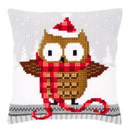 Owl in Santa Hat Cushion