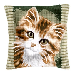 Vervaco Brown Cat Cushion Cross Stitch Kit