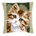 Image of Vervaco Brown Cat Cushion Cross Stitch Kit