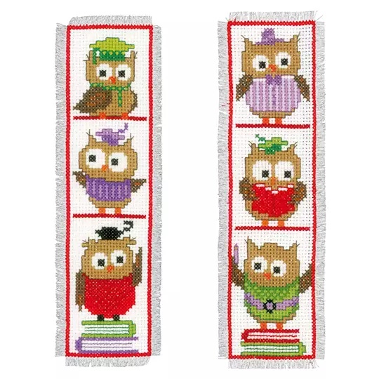 Image 1 of Vervaco Clever Owls Bookmarks (2) Cross Stitch Kit