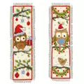 Image of Vervaco Owls in Santa Hat Bookmarks (Set of 2) Christmas Cross Stitch Kit